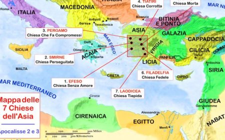 Mappa delle 7 Chiese dell'Apocalisse dell'Asia minore in Turchia