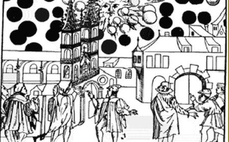Strana forma apparsa nei cieli della svizzera nell'anno 1566