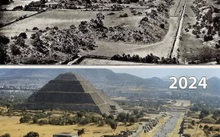 La trasformazione di Teotihuacan, in Messico, dal 1900 al 2024
